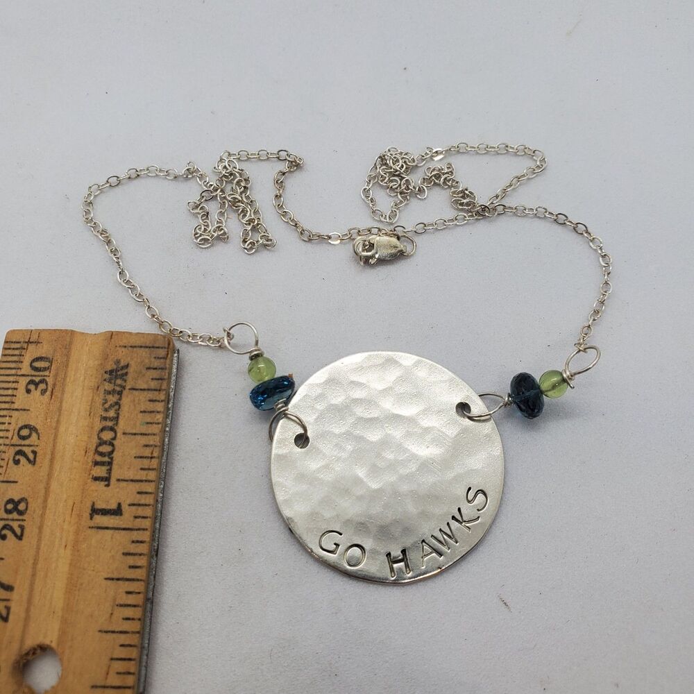 18" Sterling Silver Go Hawks Necklace 925